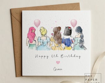 Personalised Princess Birthday Card - Fairytale Inspired Custom Name Card