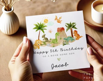 Personalised Dinosaur Birthday Card – Roarsome Volcano Birthday Card