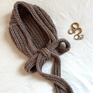Crochet Bonnet Pattern Winter Hat, Wool Cottagecore Adult Hood Scarf Pattern PDF Download image 8