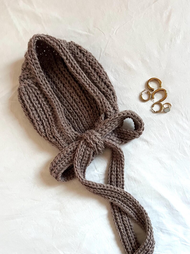 Crochet Bonnet Pattern Winter Hat, Wool Cottagecore Adult Hood Scarf Pattern PDF Download image 8
