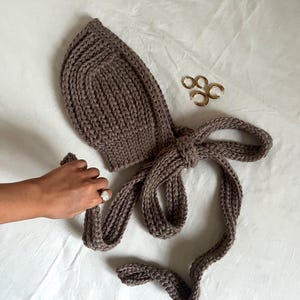 Crochet Bonnet Pattern Winter Hat, Wool Cottagecore Adult Hood Scarf Pattern PDF Download image 14
