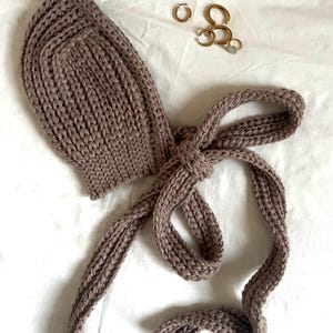 Crochet Bonnet Pattern Winter Hat, Wool Cottagecore Adult Hood Scarf Pattern PDF Download image 2