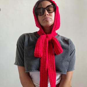 Crochet Bonnet Pattern Winter Hat, Wool Cottagecore Adult Hood Scarf Pattern PDF Download image 4
