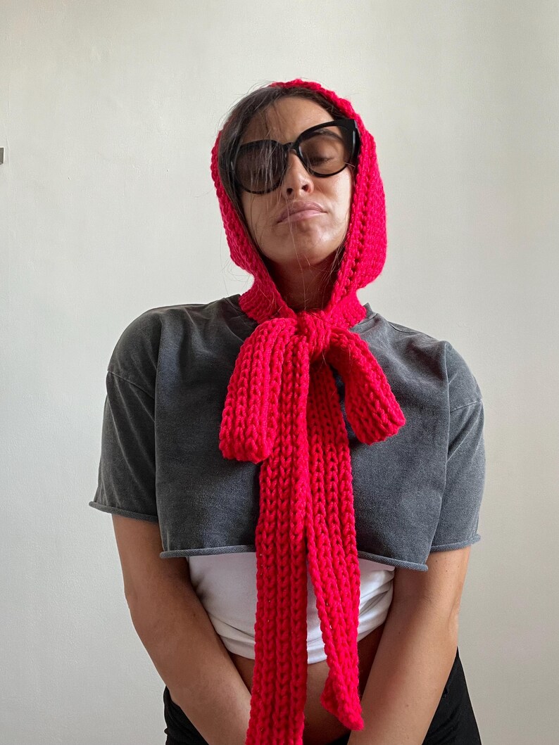 Crochet Bonnet Pattern Winter Hat, Wool Cottagecore Adult Hood Scarf Pattern PDF Download image 4