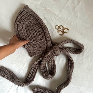 Crochet Bonnet Pattern Winter Hat, Wool Cottagecore Adult Hood Scarf Pattern PDF Download image 15