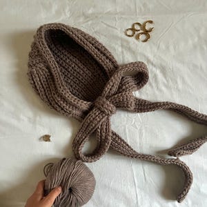 Crochet Bonnet Pattern Winter Hat, Wool Cottagecore Adult Hood Scarf Pattern PDF Download image 16