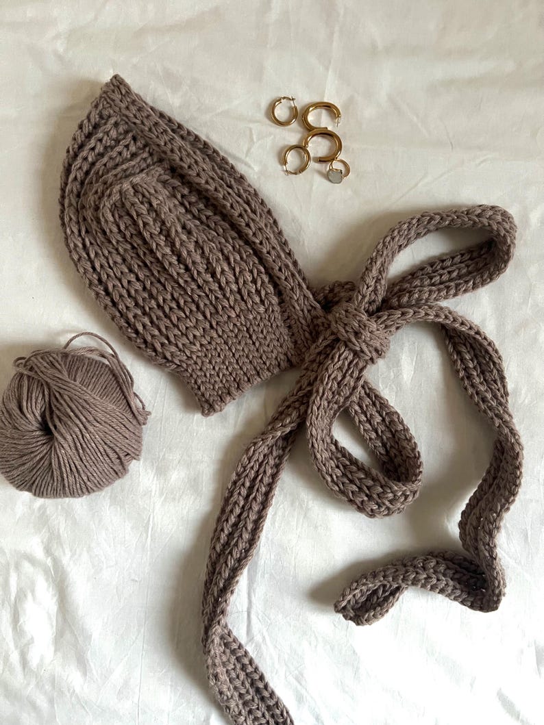 Crochet Bonnet Pattern Winter Hat, Wool Cottagecore Adult Hood Scarf Pattern PDF Download image 11