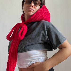 Crochet Bonnet Pattern Winter Hat, Wool Cottagecore Adult Hood Scarf Pattern PDF Download image 5