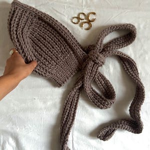 Crochet Bonnet Pattern Winter Hat, Wool Cottagecore Adult Hood Scarf Pattern PDF Download image 13