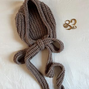 Crochet Bonnet Pattern Winter Hat, Wool Cottagecore Adult Hood Scarf Pattern PDF Download image 7