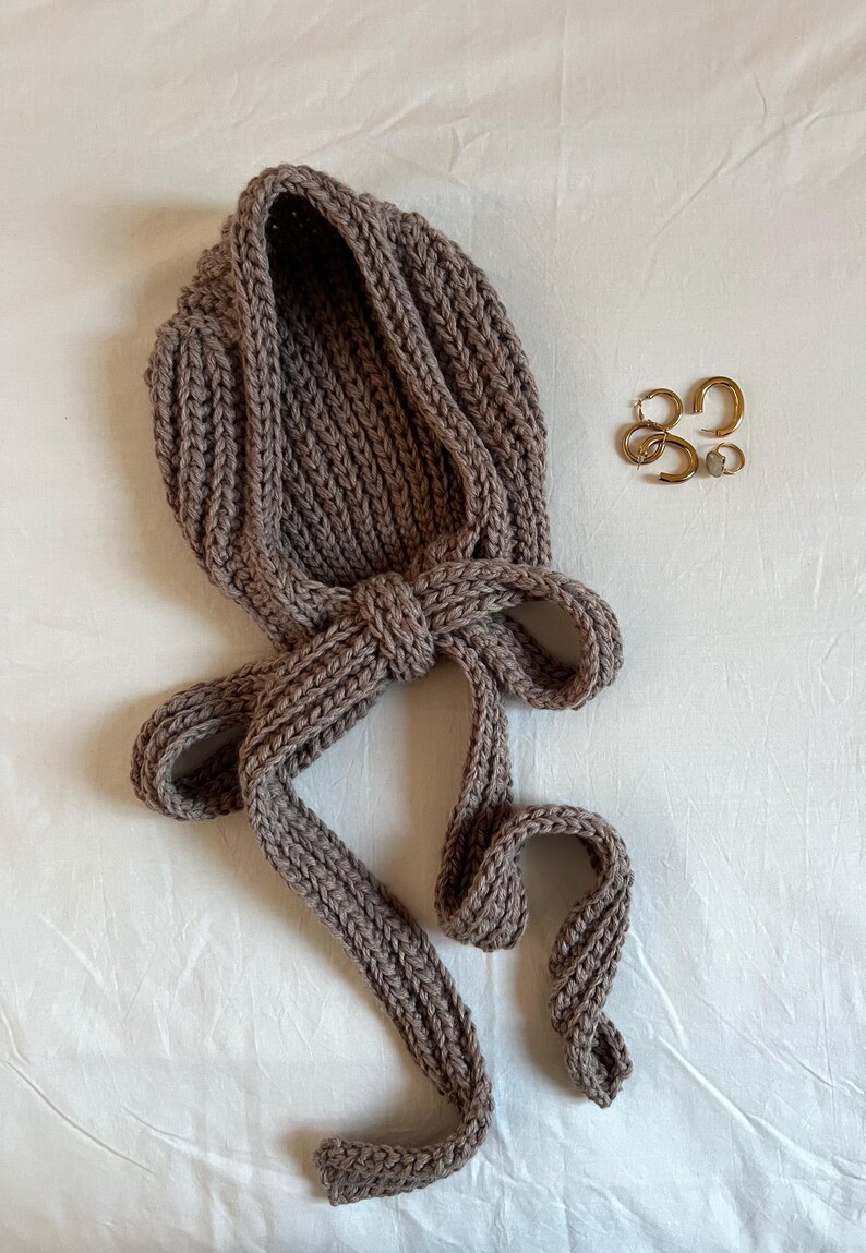 Crochet Bonnet Pattern Winter Hat, Wool Cottagecore Adult Hood Scarf Pattern PDF Download image 7