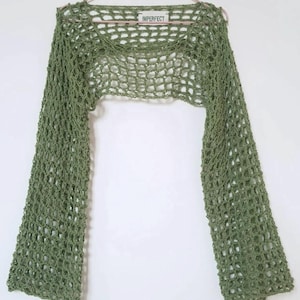 Crochet Mesh Shrug Pattern PDF – Bell Sleeve Fishnet Bolero – Summer Crochet Top Pattern for Bikini Cover Up or Festival Outfit