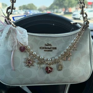 Customizable Purse Charm Chain: Pearl & Gold Bag Accessory