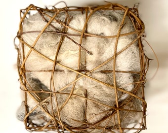 Alpaca Fleece Bird Nesting Hearts and Cubes, Handmade in Montana