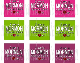 I Am A Mormon COLORS 1 inch square images for tiles, scrapbooking, tags 4X6 digital graphics collage sheet