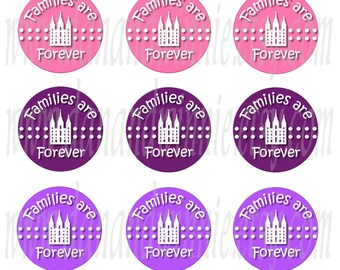Primary 2014 Theme Families Are Forever girly 1 inch circle digital images for bottle caps, tags 4X6 digital graphics collage sheet