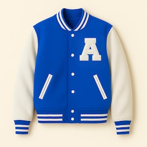 Men&#39;s Varsity Letterman Jacket – Wool Blend Bomber | Leather Sleeves | Classic College Baseball Style | Retro Fit | Multiple Color Available