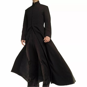 Neo Matrix Heavy Duty Cotton Keanu Reeves Black Gothic Cosplay Long Trench Coat