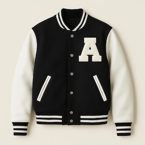Men’s Varsity Letterman Jacket Wool Body & Leather Sleeves | Custom A–Z Letter Patch | Retro College Bomber Jacket