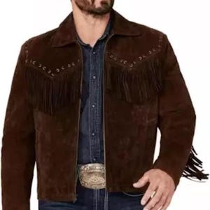 Brown Suede Leather Fringe Jacket: Western Cowboy Style