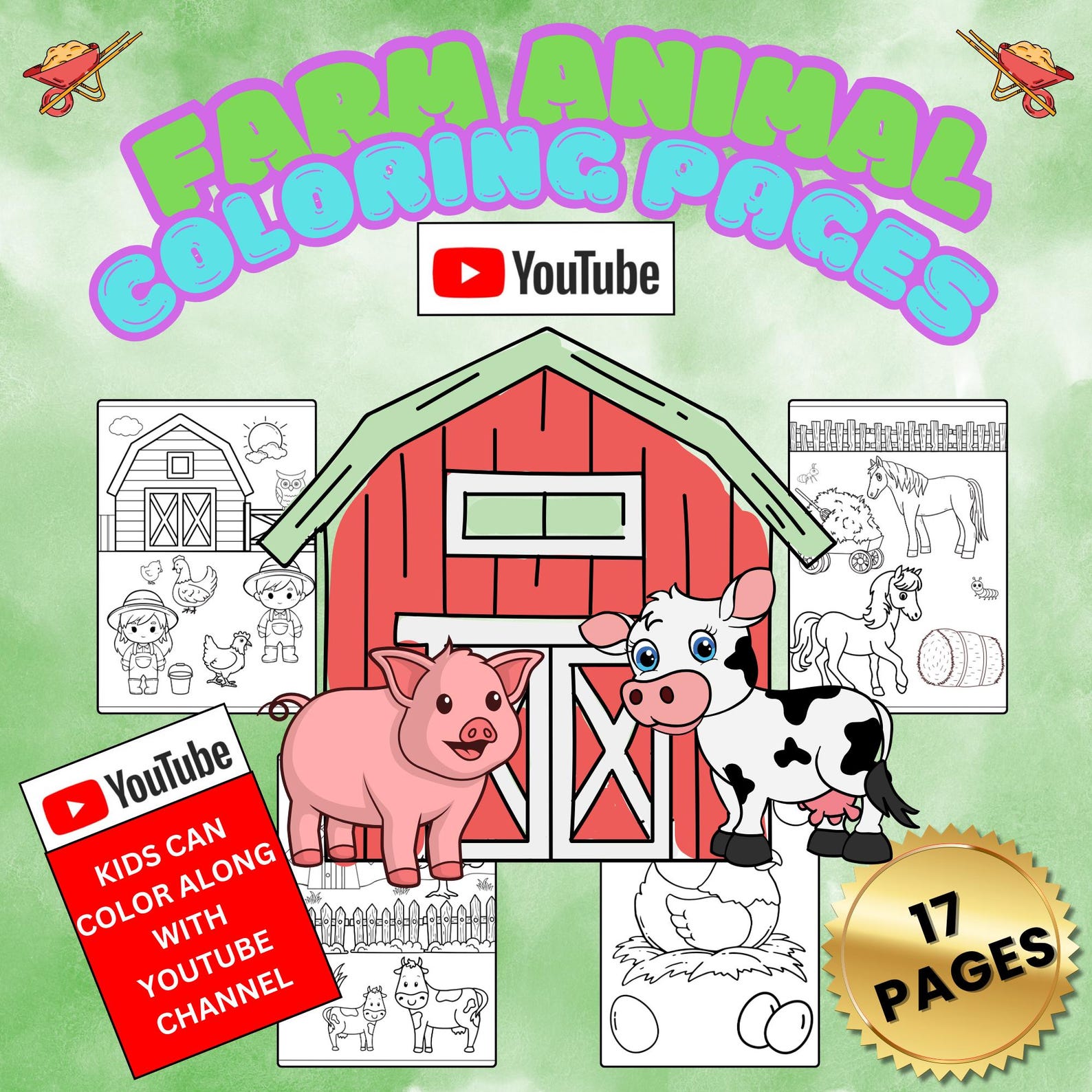 Farm Animal Kid Coloring Pages Children Activity Toddler Preschool ...