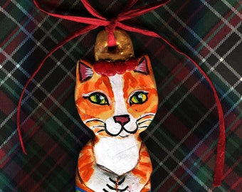 Mercat Ornament, Mermaid Kitty Orange Tabby Christmas Decoration, Purrmaid