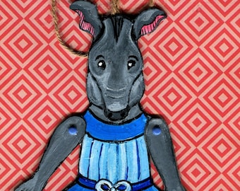 Tapir Paper  Doll, Hand Made Art Doll, Ornament,