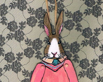 Cute Bunny Rabbit One of a Kind Paper Doll, Easter decoration, small Easter gift