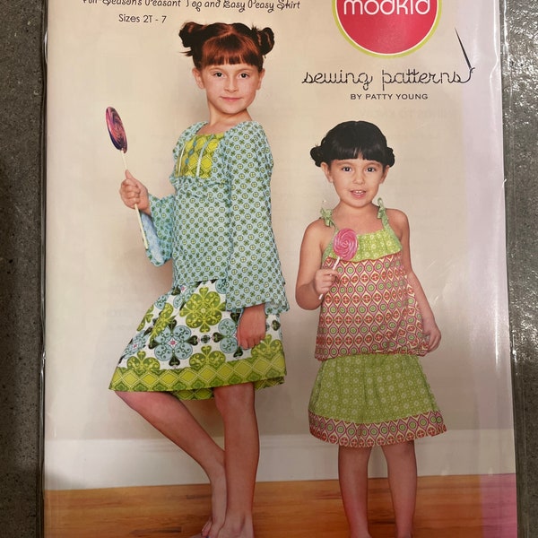 Modkid sewing paper pattern Nina top snd skirt all season sizes 2-7. New. Uncut.