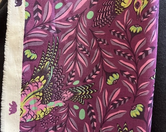 Oop htf 7 in rare Fabric by Tula pink re-tweet lunar glow purple bird spirit animal