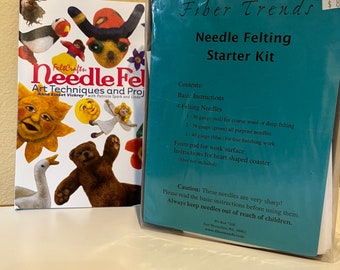 Needle felting starter kit foam block and book for technique and projects beginners plus 4 needles new!!!