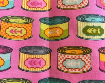 Oop htf 5.5 inches Fabric by Tula pink rare tabby road cat snacks on pink cat food cans