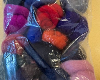 Wool roving felting bundles 7.5 ounces multi basic colors collection new unopened