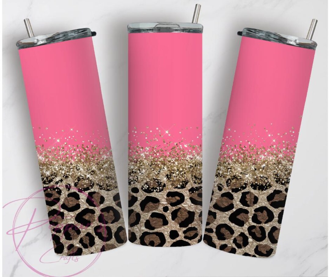 Pink Leopard Glitter 20 Oz Tumbler, Skinny Tumbler - Etsy