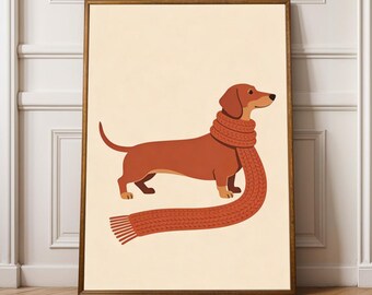 Dachshund Poster – Vintage Minimalist Scarf Art Print