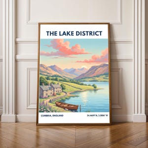 Lake District Poster - Vintage Travel Art Print - Cumbria, England Scenic Landscape