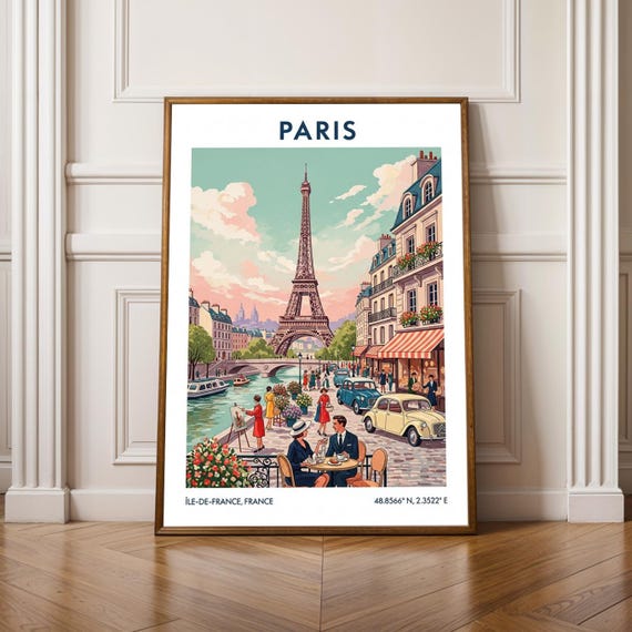 レトロ フランス ポスター パリ フランス旅行ポスター - エッフェル塔