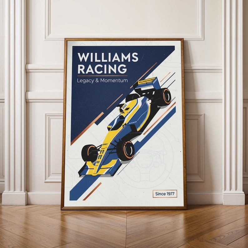 Racing Car Poster – Williams F1 Print - Modern Racing Wall Art image 2