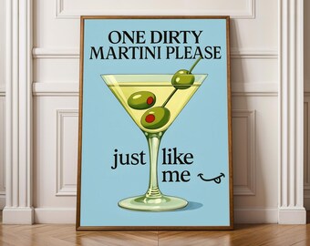 Dirty Martini Art Print: grappige retro cocktailposter, decoratie thuisbar
