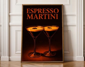 Espresso Martini Print: Vintage Cocktail Art for Home Bar or Kitchen
