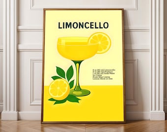 Limoncello Spritz Poster: Retro Italian Cocktail Print, Summer Kitchen Art