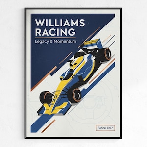 Racing Car Poster – Williams F1 Print - Modern Racing Wall Art image 1