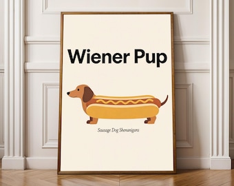 Konsttryck med wienerhund – Rolig vintage minimalistisk tax i knutposter