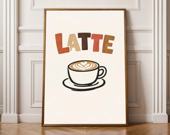 Latte Art Print – Modern Minimalist Vintage Coffee Poster