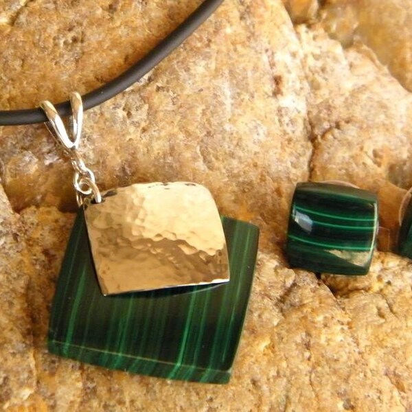 Composite Green Malachite Necklace and Earrings