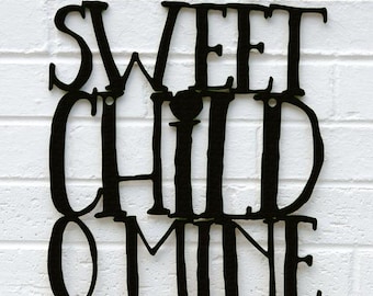 Sweet Child O' Mine Song Lyrics Carved Wood Wall Art, Guns N' Roses Lyrics Quote Wall Sign, Gender Reveal Ideas Baby Shower Decorations