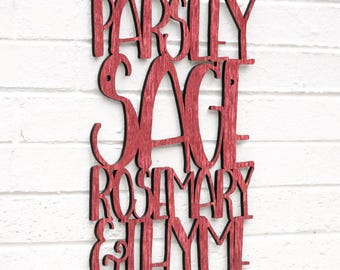 Parsley Sage Rosemary Thyme Kitchen Wall Decor, Wooden Kitchen Herb Wall Art Sign, Simon Garfunkel Famous Quote, Foodie Art Gifts for Cooks
