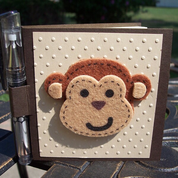 Felt Monkey face post it note holder with gel pen