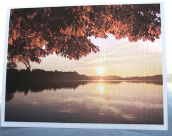 Sunset at the lake. Six blank inside note cards printed on quality 80# linen card stock