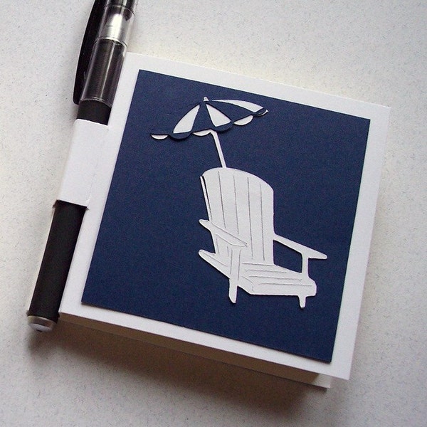 Beach Chair and Umbrella sticky note holder with gel pen